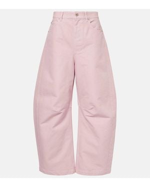 Loewe Cotton Barrel-Leg Trousers - Pink