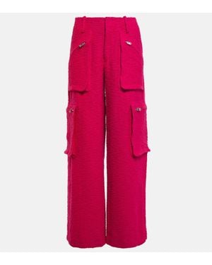 Amiri High-Rise Wide-Leg Boucle Cargo Pants - Red