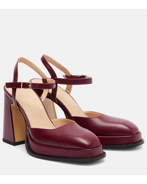 Souliers Martinez Malasana 95 Leather Slingback Pumps - Red
