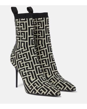 Balmain Metallic Monogram Skye Ankle Boots - Black