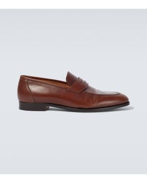 Loro Piana Sergio Leather Penny Loafers - Brown