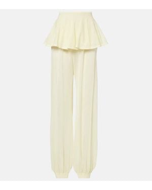 Alaïa Mid-Rise Semi-Sheer Wide-Leg Pants - Natural
