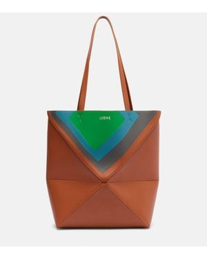 Loewe Tote Bag Puzzle Fold Square Medium Aus Leder - Rot