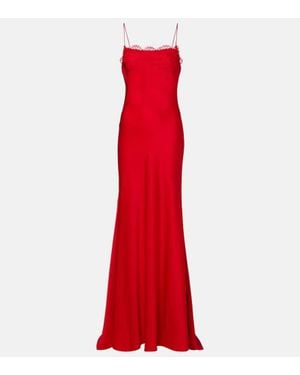 Alex Perry Vestido De Fiesta De Crepe Saten Con Encaje - Rojo