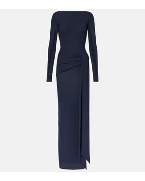 Alex Perry Semi-Sheer Gathered Gown - Blue