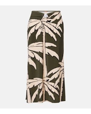 Johanna Ortiz Printed Gathered Terry Maxi Skirt - Green