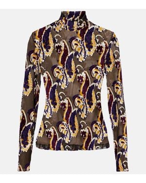 Etro Paisley Semi-Sheer Top - Black