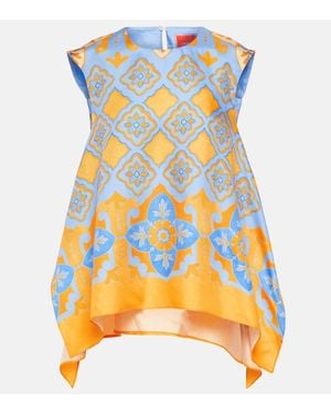 La DoubleJ Bedrucktes Top San Carlo Aus Seiden-Twill - Gelb