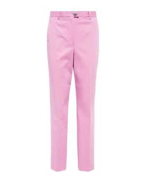 Ferragamo Cotton Mid-rise Slim Trousers - Pink