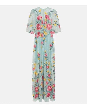 Costarellos Bestickte Robe Liana Aus Spitze - Blau
