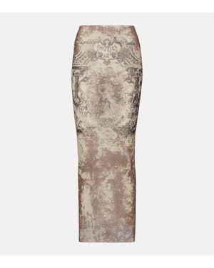 Jean Paul Gaultier Bedruckter Midirock Medallion Aus Mesh - Natur