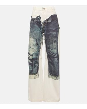 Jean Paul Gaultier Tattoo Collection - Jeans a gamba larga - Blu