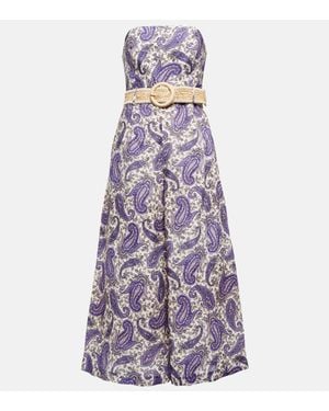 Zimmermann Devi Strapless Linen Jumpsuit - Purple