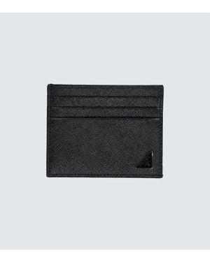 Prada Blaues Baltico Kreditkartenetui Aus Saffiano-Leder Mit Logo - Schwarz