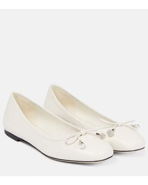 Jimmy Choo Ballerines Elme En Cuir - Blanc