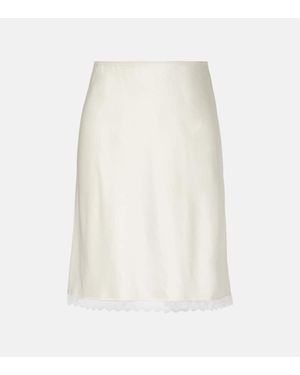 Leset Barb Lace-Trimmed Satin Slip Skirt - White