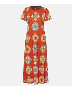 La DoubleJ Sporty Swing Cotton Jersey Midi Dress - Red