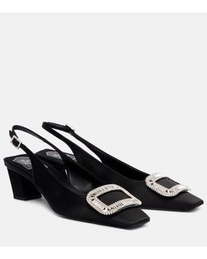 Roger Vivier Belle Vivier 45 Satin Slingback Court Shoes - Black
