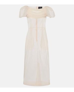Simone Rocha Midikleid Aus Tuell - Weiß