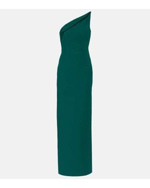 Roland Mouret One-Shoulder Wool And Silk Corset Gown - Green