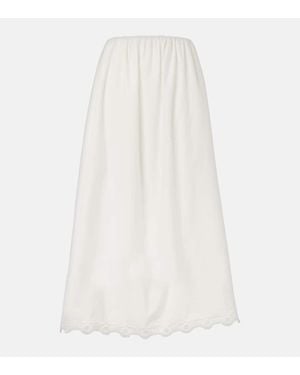 Posse Antoinette Embroidered Cotton Maxi Skirt - White
