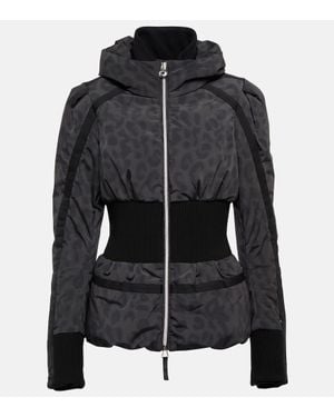 Jet Set Raffaella Leopard-Print Ski Jacket - Black