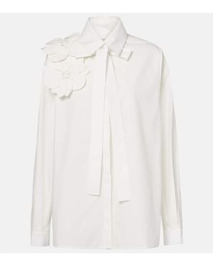Elie Saab Floral-Applique Cotton Poplin Shirt - White