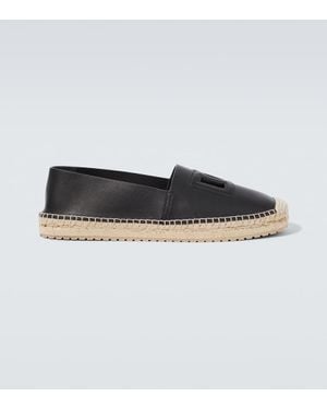 Dolce & Gabbana Leder Espadrilles mit DG -Logo und - Schwarz