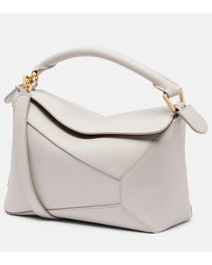 Loewe Puzzle Edge Small Leather Tote Bag - White