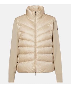 Moncler Down-Paneled Virgin Wool Cardigan - Natural