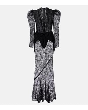 Alessandra Rich Vestido De Fiesta De Encaje - Negro