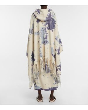 【LOEWE】 Printed hooded cotton terry poncho Poncho in terry cotton jacquard Multicolor - LOEWE