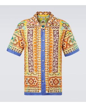 Etro Camisa Bowling De Algodon Estampada - Metálico