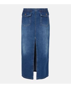 Chloé Faded Denim Midi Skirt in Blue | Lyst