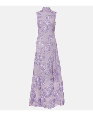ROTATE BIRGER CHRISTENSEN Besticktes Maxikleid Aus Mesh - Lila