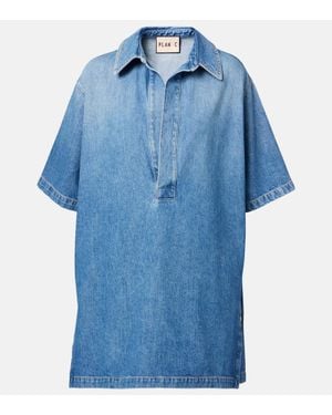 Plan C Minikleid Aus Denim - Blau
