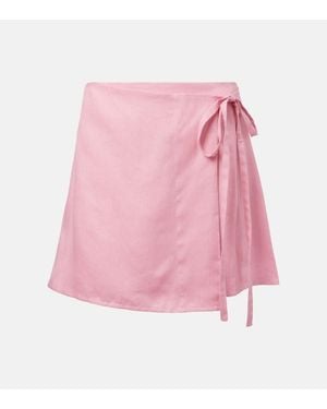 Asceno Positano Linen Miniskirt - Pink