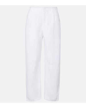Velvet Taylor Linen Straight Trousers - White