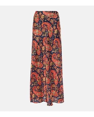 Rabanne Paisley Satin Maxi Skirt - Red