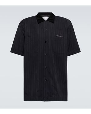 Sacai Striped Twill Bowling Shirt - Black