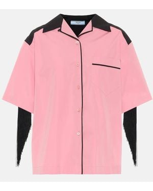 Prada Camisa de algodon con flecos - Rosa
