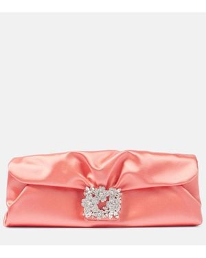Roger Vivier Pochette Efflorescence En Satin A Ornements - Rose
