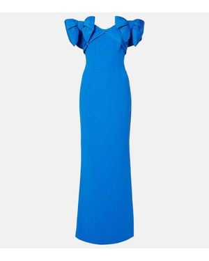 Rebecca Vallance Antonella Bow-Detail Taffeta Gown - Blue