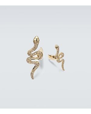 Sydney Evan Snake 14Kt Cufflinks With Diamonds - White