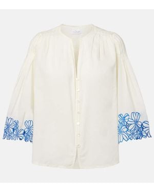 Velvet Blake Embroidered Cotton Blouse - White