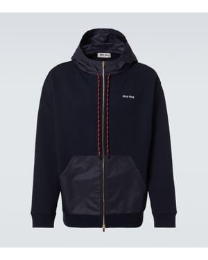 Miu Miu Chaqueta Con Capucha De Algodon - Azul
