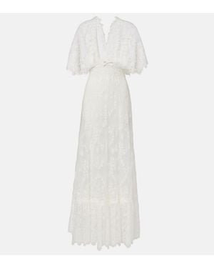 Elie Saab Bestickte Robe Aus Spitze - Weiß