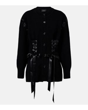 Simone Rocha Cardigan En Mezcla De Lana Adornado - Negro