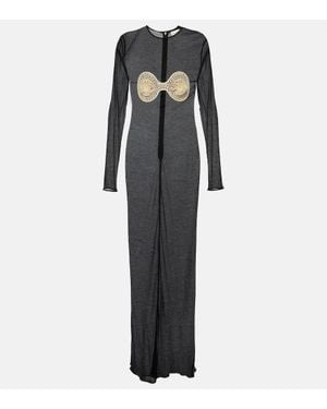 Magda Butrym Crochet-Trimmed Jersey Maxi Dress - Black