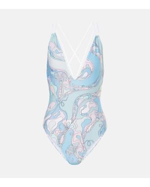 Emilio Pucci Costume Intero Con Stampa - Blu